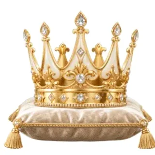 Gold crown on cushion — Wicked Plays